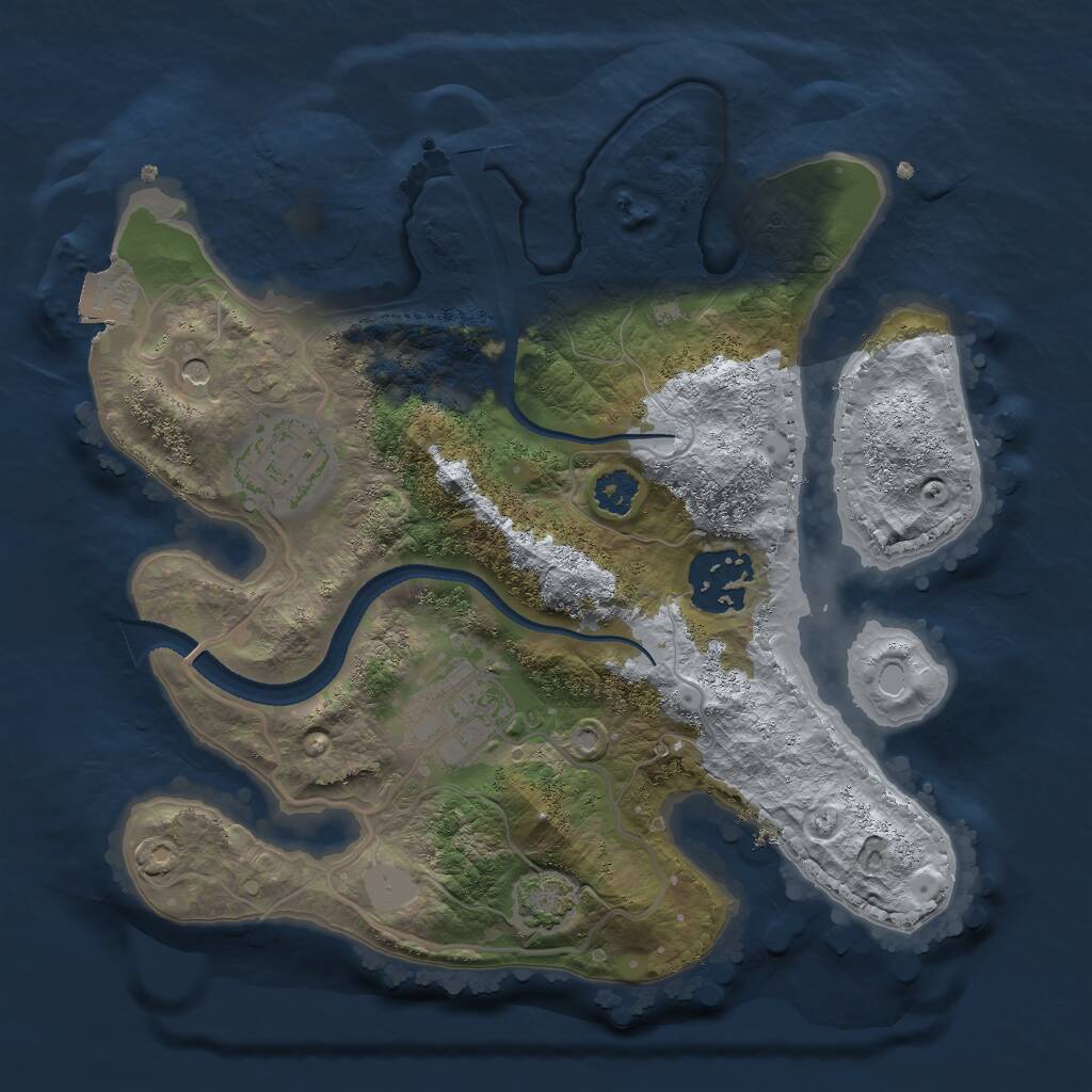 Rust Map: Procedural Map, Size: 2500, Seed: 1813155523, 6 Monuments