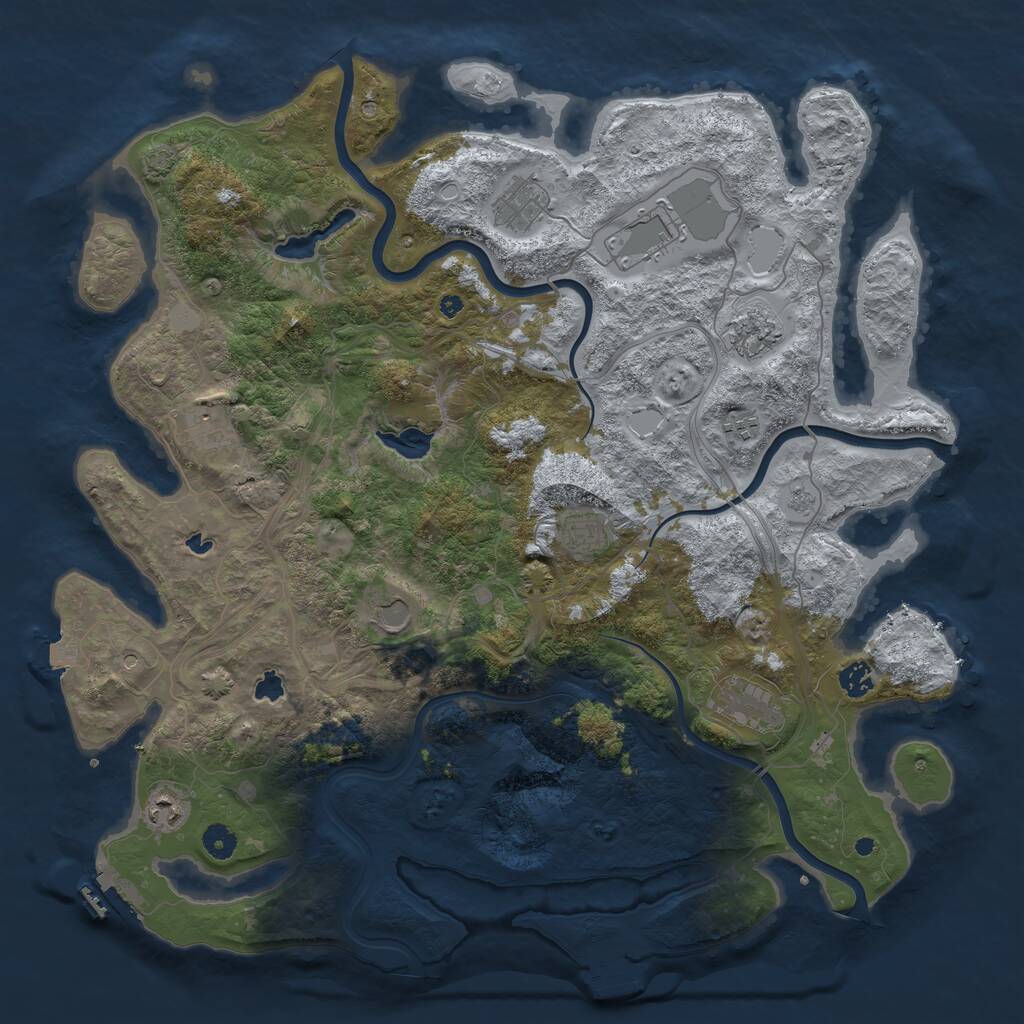 Rust Map: Procedural Map, Size: 4500, Seed: 626080563, 16 Monuments