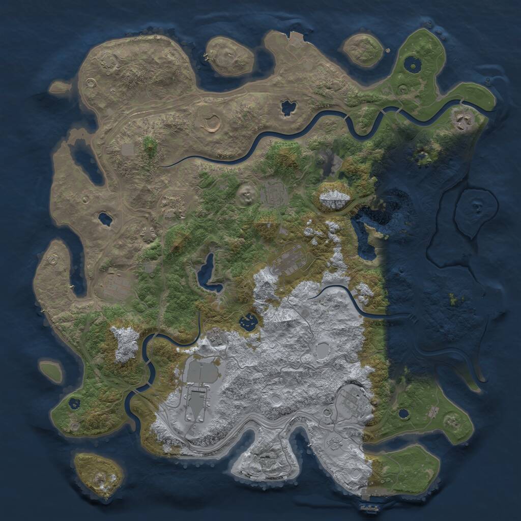 Rust Map: Procedural Map, Size: 4500, Seed: 881021646, 17 Monuments
