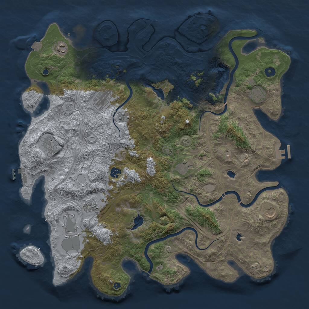 Rust Map: Procedural Map, Size: 4500, Seed: 420911, 16 Monuments