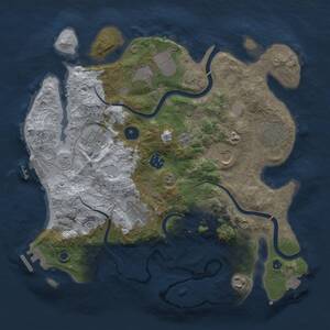 Thumbnail Rust Map: Procedural Map, Size: 3500, Seed: 943413272, 14 Monuments
