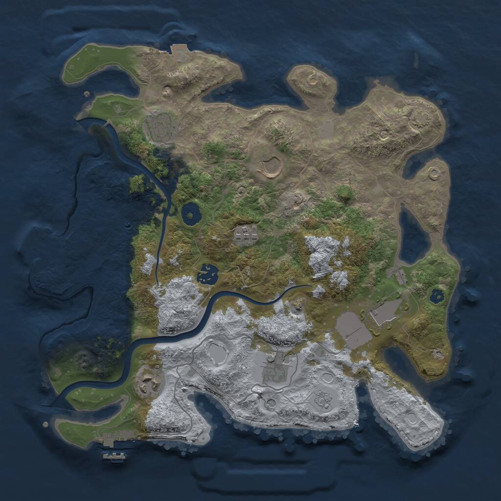 Rust Map: Procedural Map, Size: 3500, Seed: 1238358154, 13 Monuments