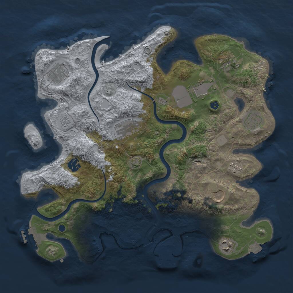 Rust Map: Procedural Map, Size: 3500, Seed: 1333342920, 15 Monuments