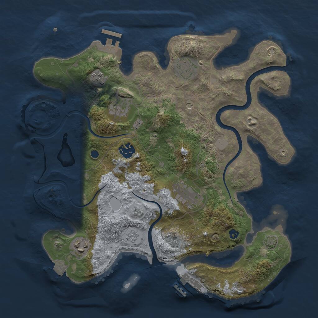 Rust Map: Procedural Map, Size: 3200, Seed: 2542525, 12 Monuments