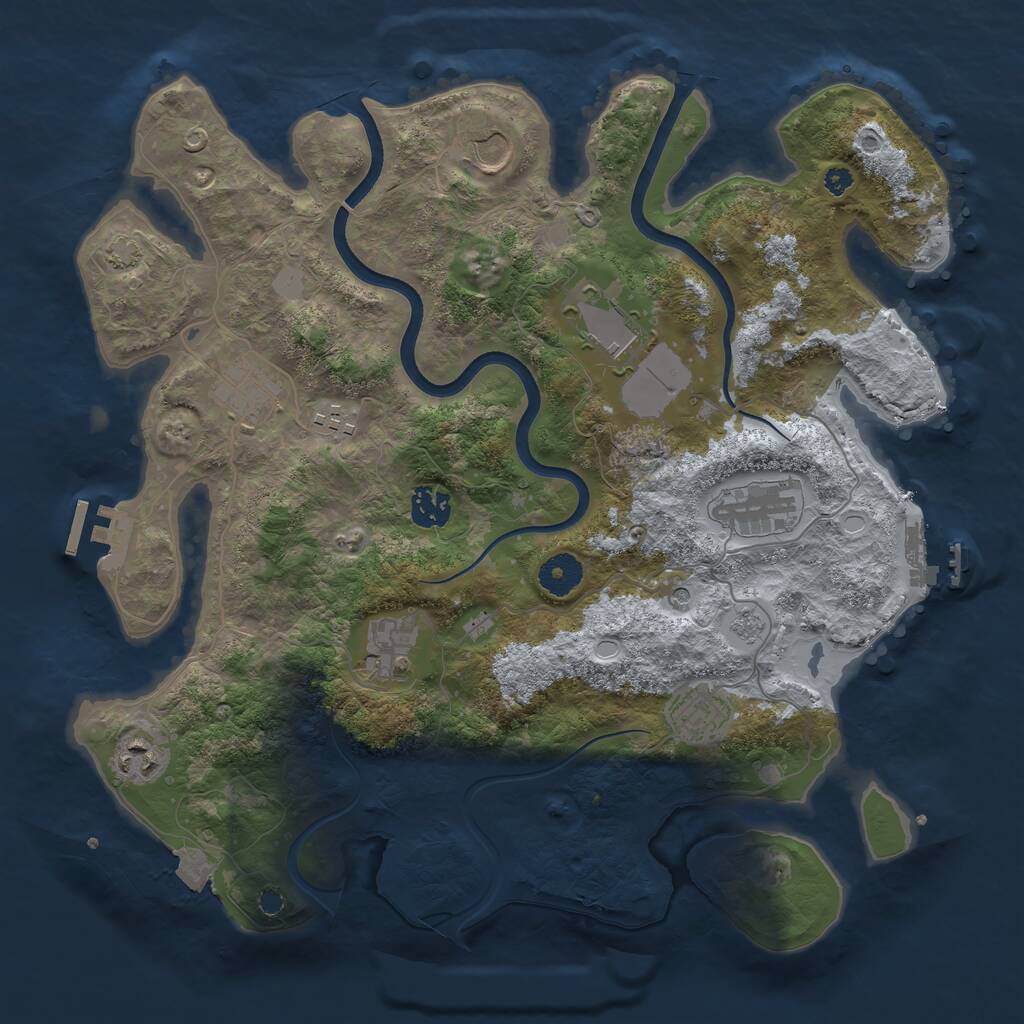 Rust Map: Procedural Map, Size: 3700, Seed: 47406876, 15 Monuments