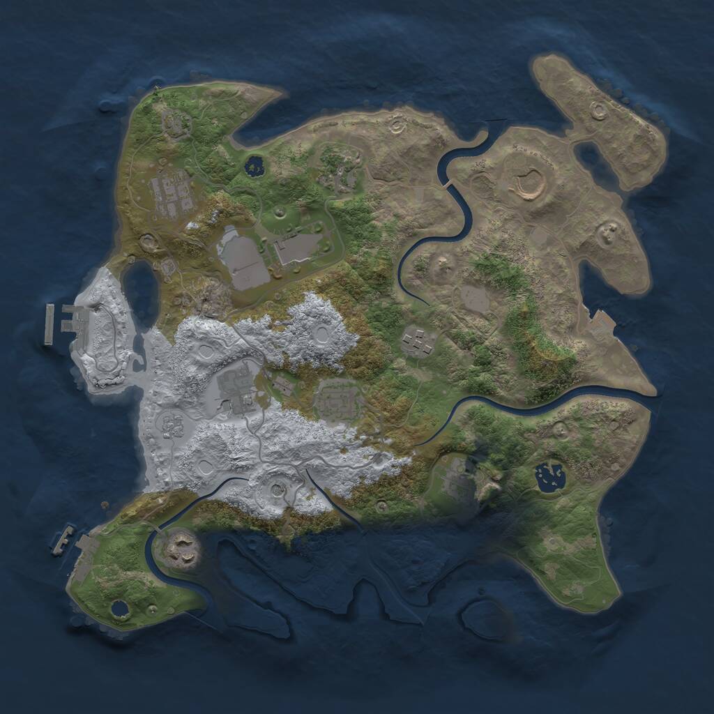 Rust Map: Procedural Map, Size: 3500, Seed: 239218915, 16 Monuments