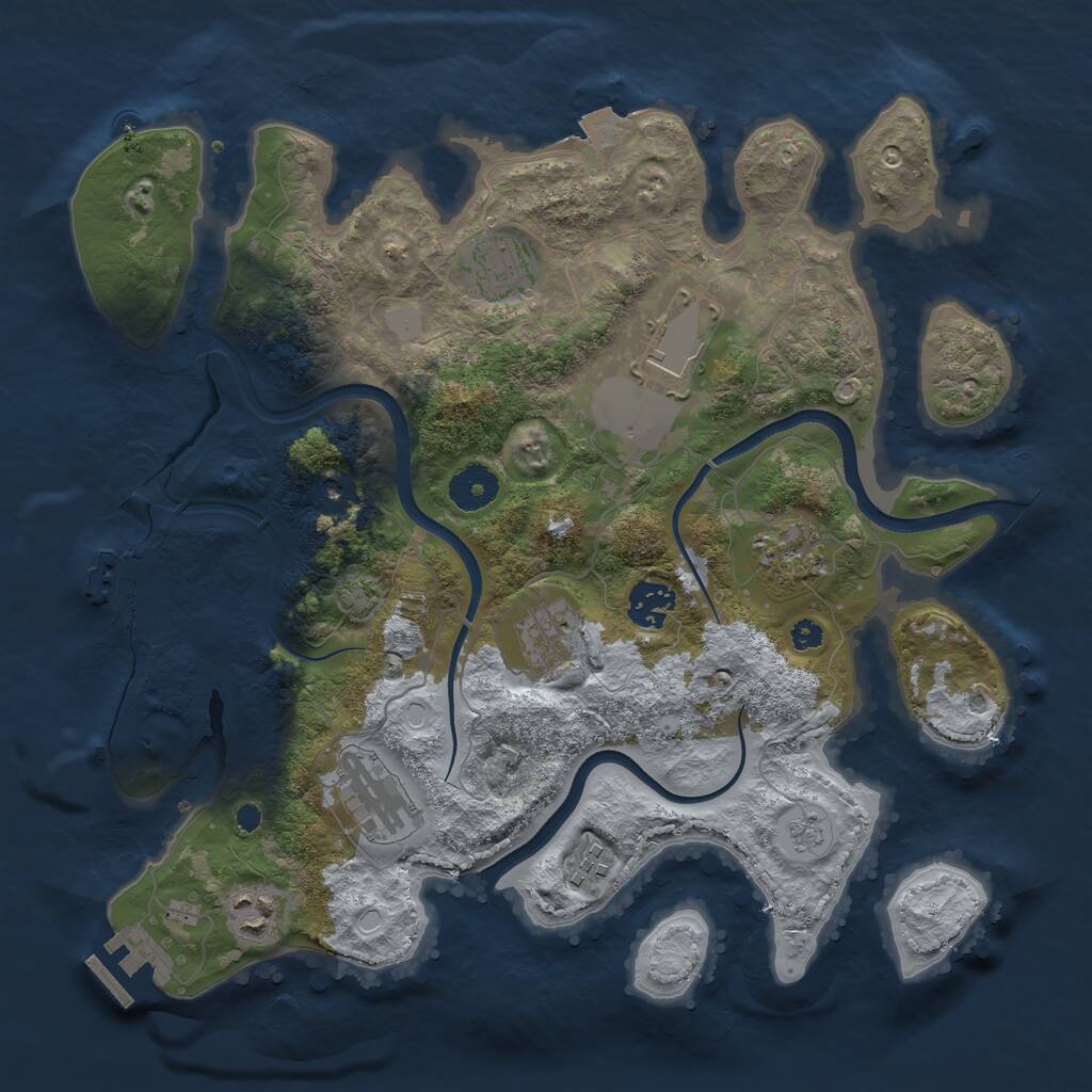 Rust Map: Procedural Map, Size: 3500, Seed: 30119, 14 Monuments