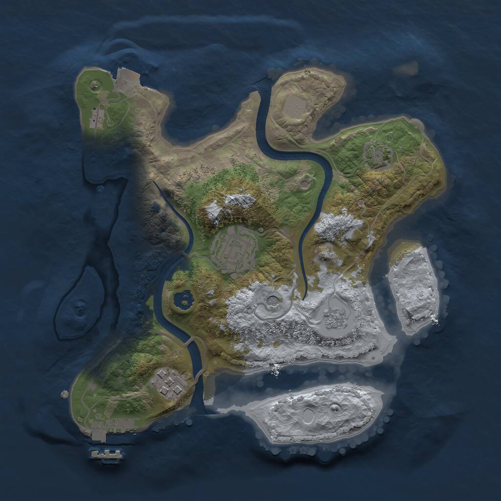 Rust Map: Procedural Map, Size: 2500, Seed: 1008138771, 7 Monuments