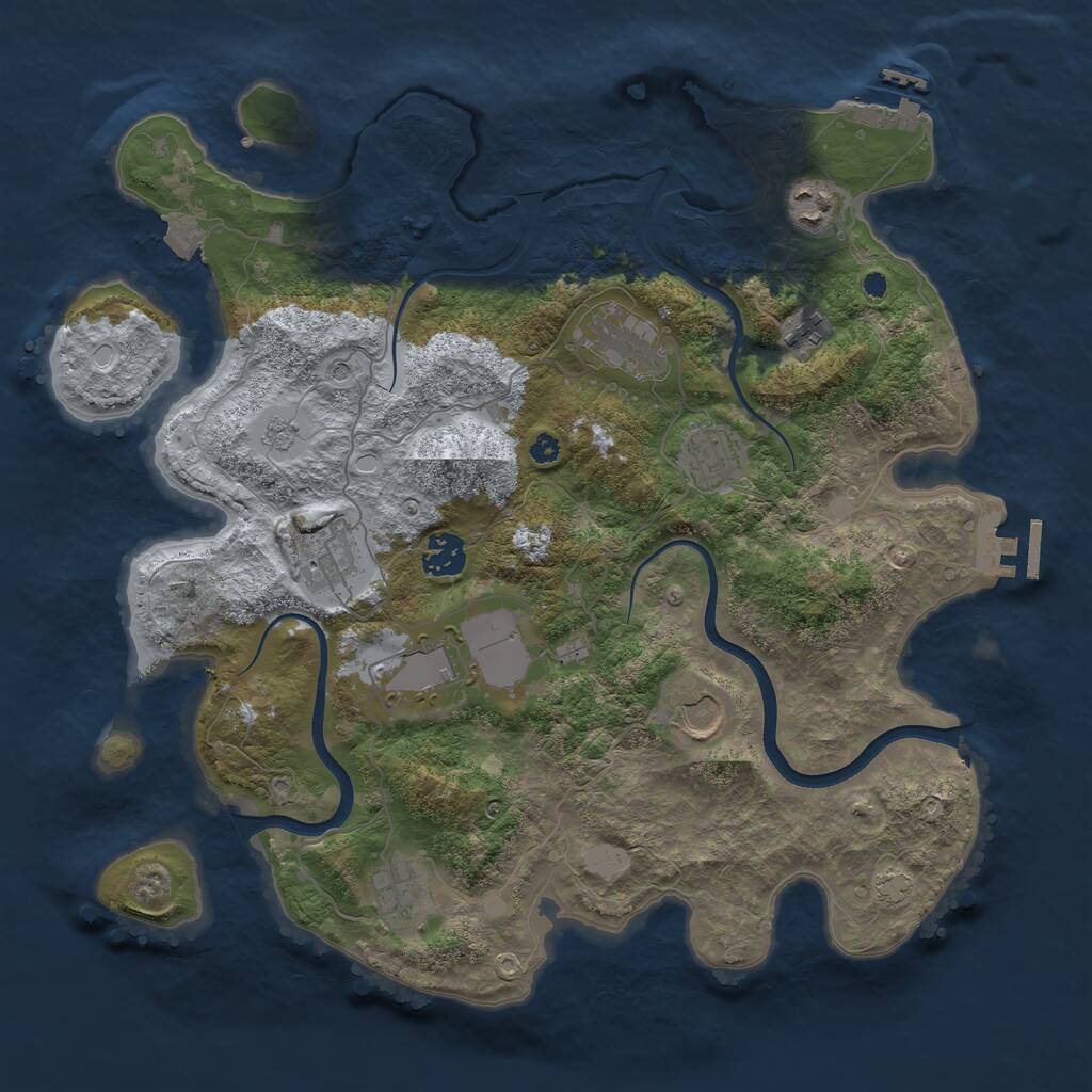 Rust Map: Procedural Map, Size: 3700, Seed: 1142072357, 15 Monuments