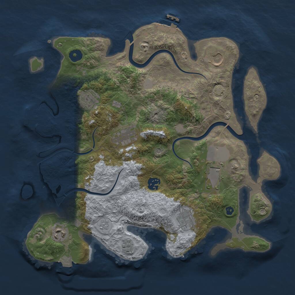 Rust Map: Procedural Map, Size: 3500, Seed: 971938822, 14 Monuments