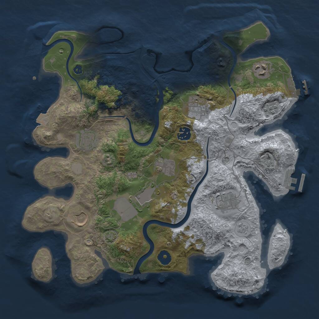Rust Map: Procedural Map, Size: 3500, Seed: 4642166, 15 Monuments