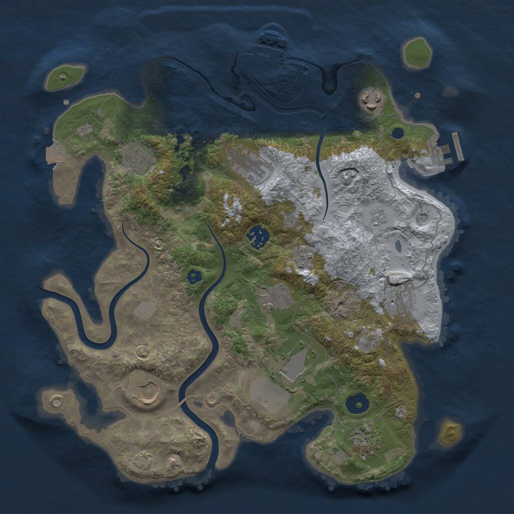 Rust Map: Procedural Map, Size: 3500, Seed: 2314, 16 Monuments