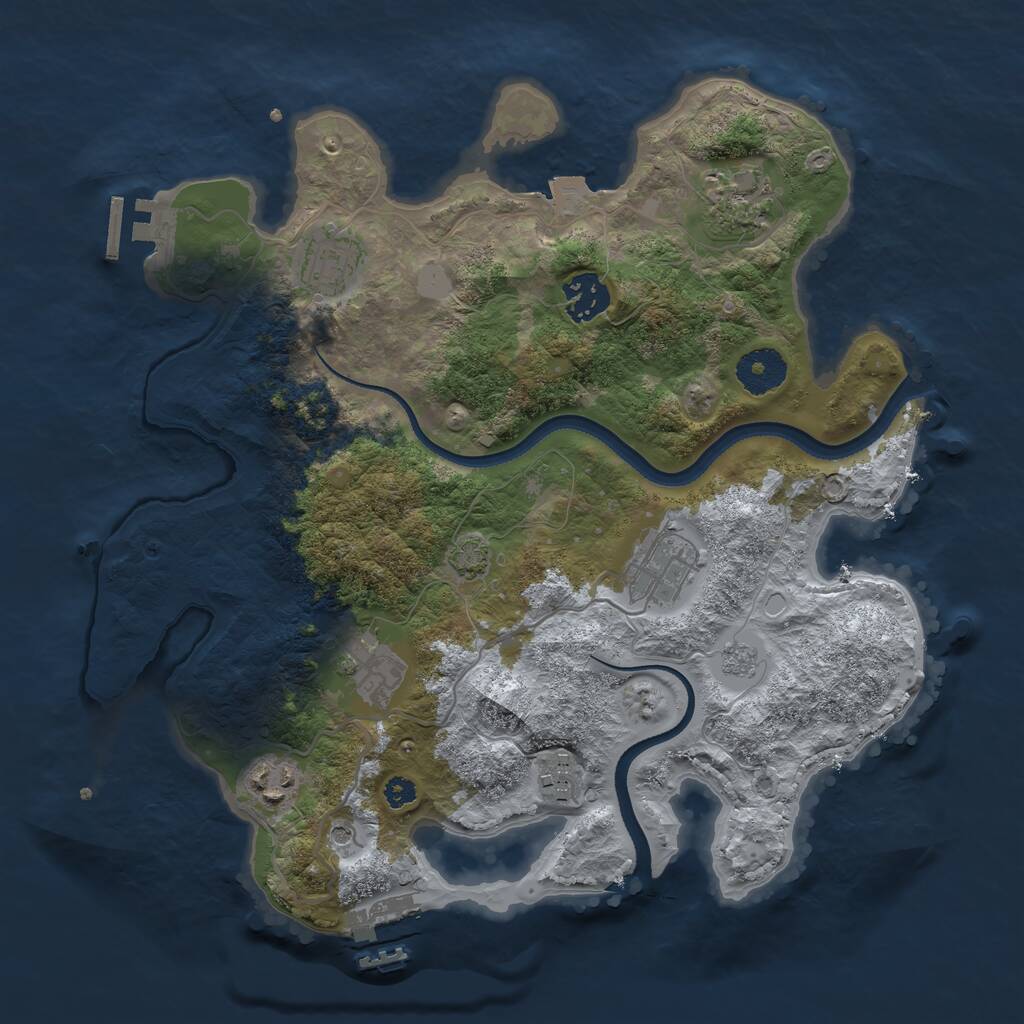 Rust Map: Procedural Map, Size: 3275, Seed: 13, 13 Monuments