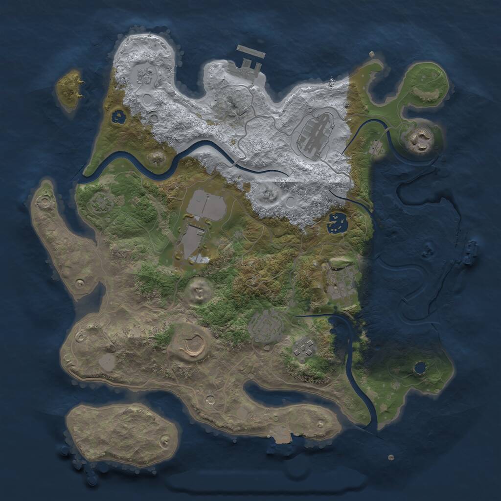 Rust Map: Procedural Map, Size: 3500, Seed: 648133104, 14 Monuments