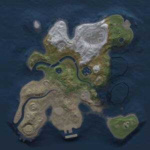 Thumbnail Rust Map: Procedural Map, Size: 2500, Seed: 2054284434, 7 Monuments