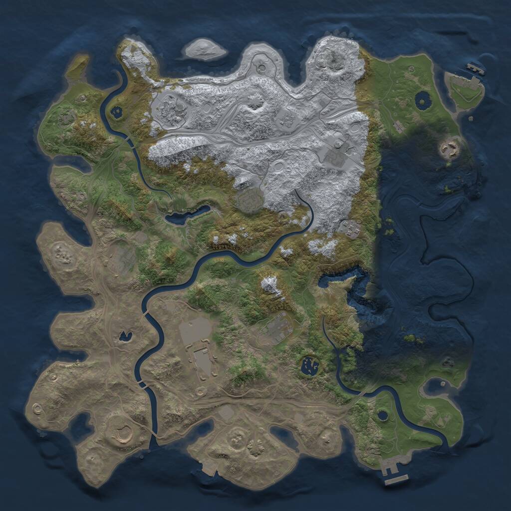Rust Map: Procedural Map, Size: 4300, Seed: 888555, 16 Monuments