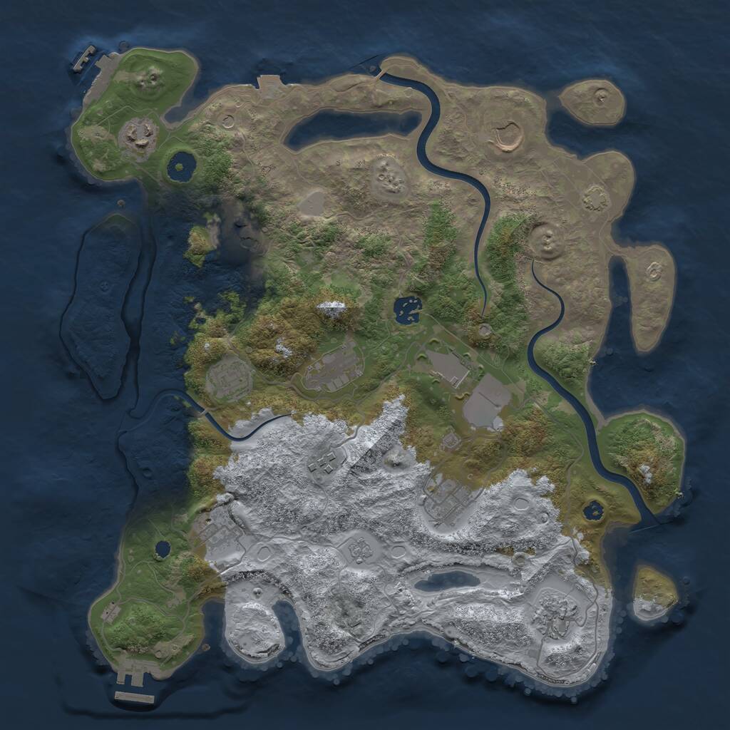 Rust Map: Procedural Map, Size: 3750, Seed: 200119439, 17 Monuments
