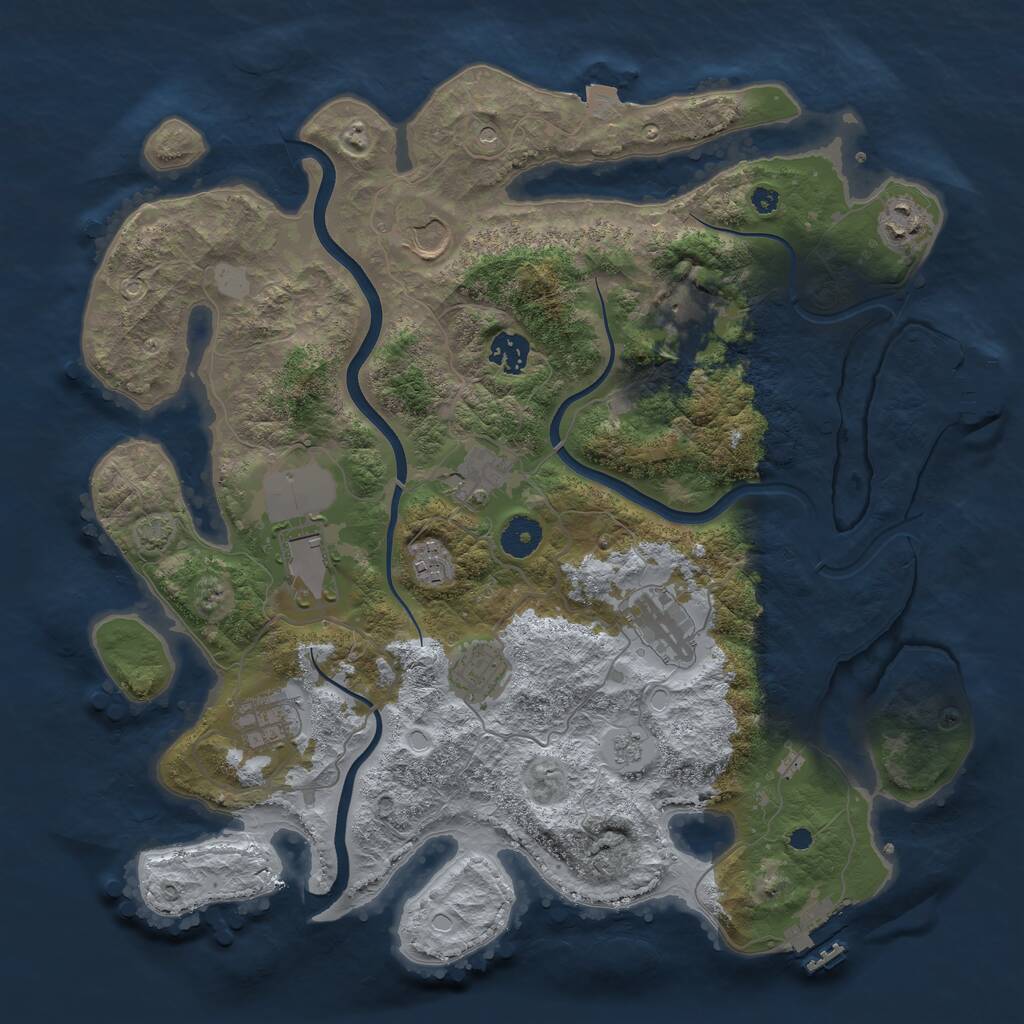 Rust Map: Procedural Map, Size: 3800, Seed: 1867078027, 16 Monuments