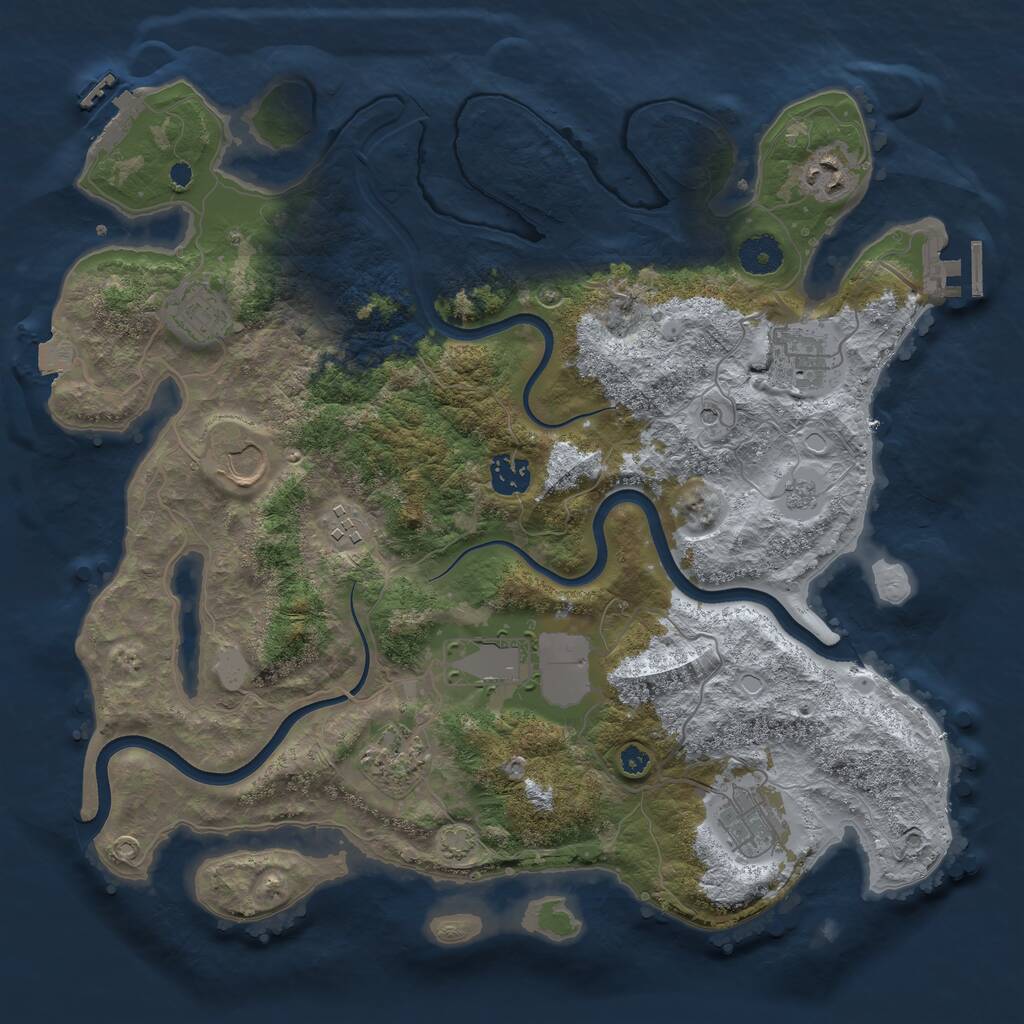 Rust Map: Procedural Map, Size: 3700, Seed: 411950003, 15 Monuments