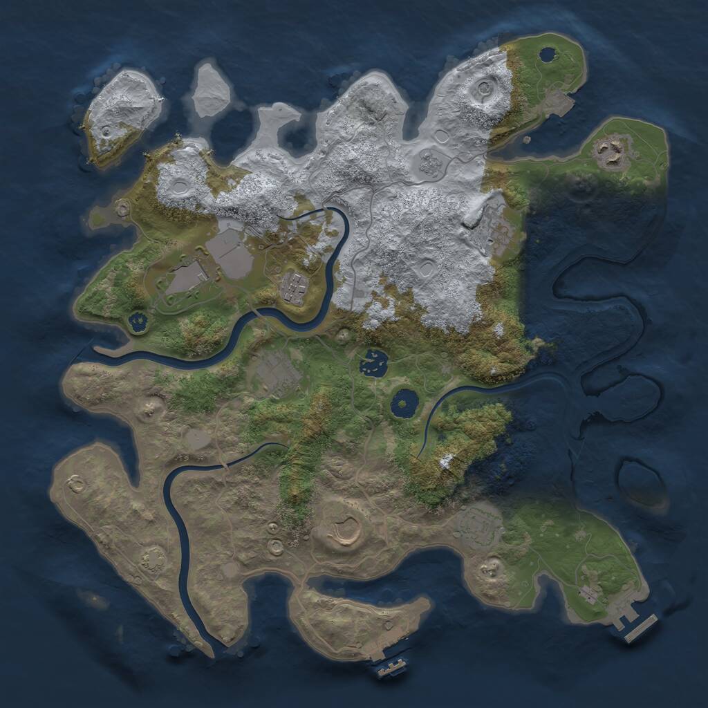 Rust Map: Procedural Map, Size: 3750, Seed: 368311558, 14 Monuments