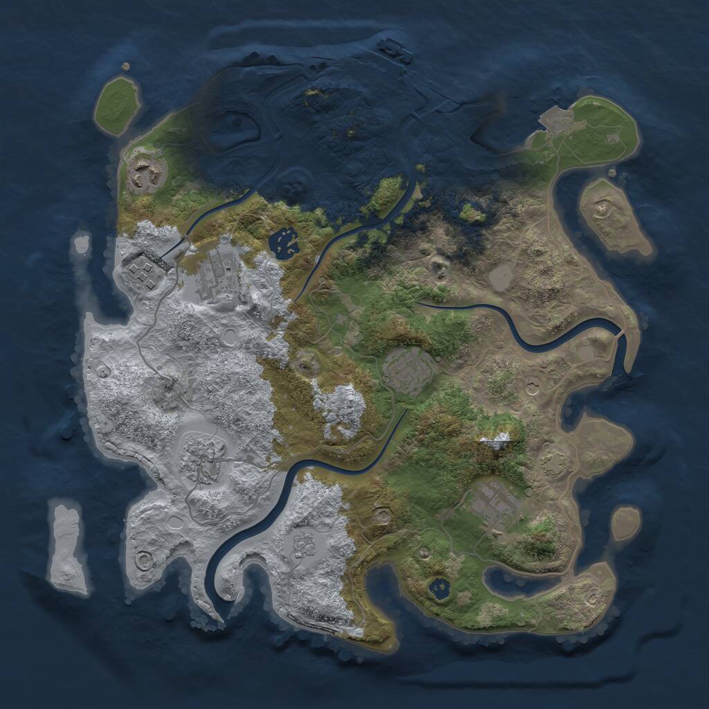 Rust Map: Procedural Map, Size: 3400, Seed: 186372581, 12 Monuments