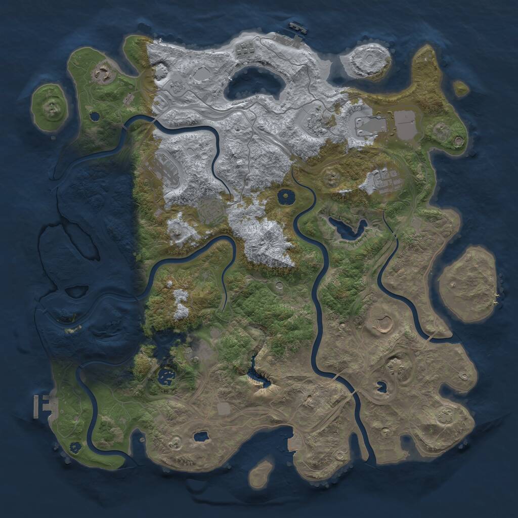 Rust Map: Procedural Map, Size: 4500, Seed: 2213121, 16 Monuments