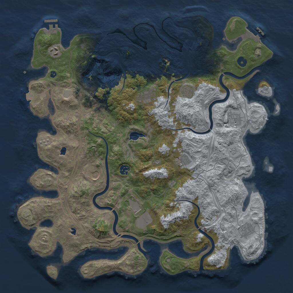 Rust Map: Procedural Map, Size: 4500, Seed: 1428006664, 16 Monuments