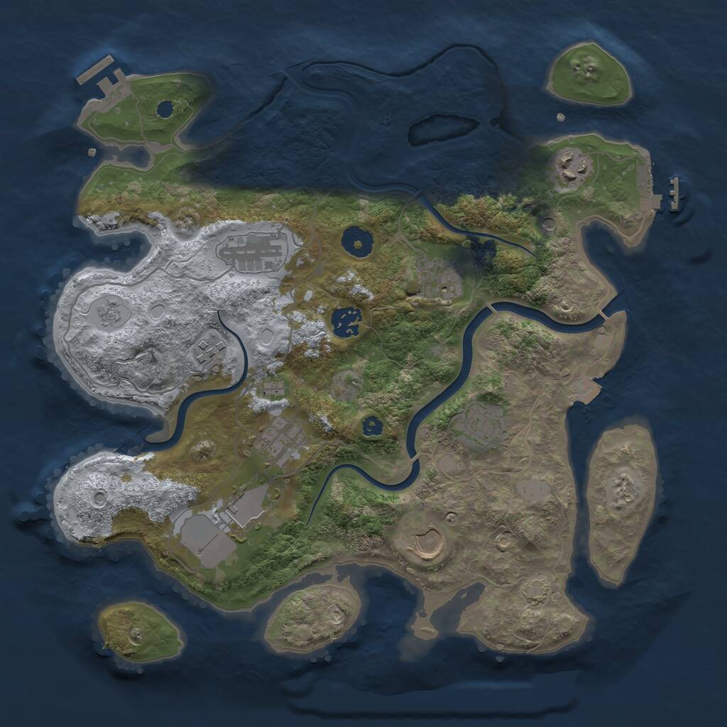 Rust Map: Procedural Map, Size: 3500, Seed: 1630105909, 15 Monuments