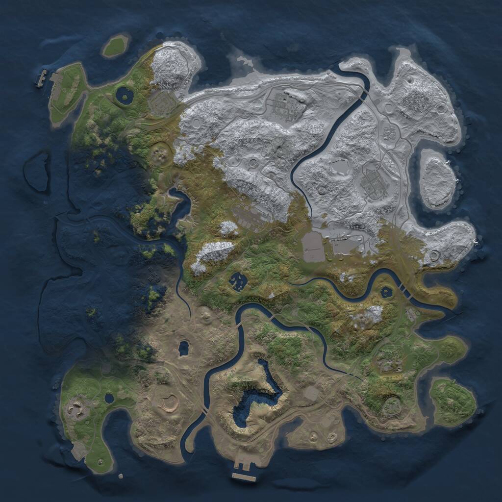 Rust Map: Procedural Map, Size: 4250, Seed: 1847686390, 16 Monuments