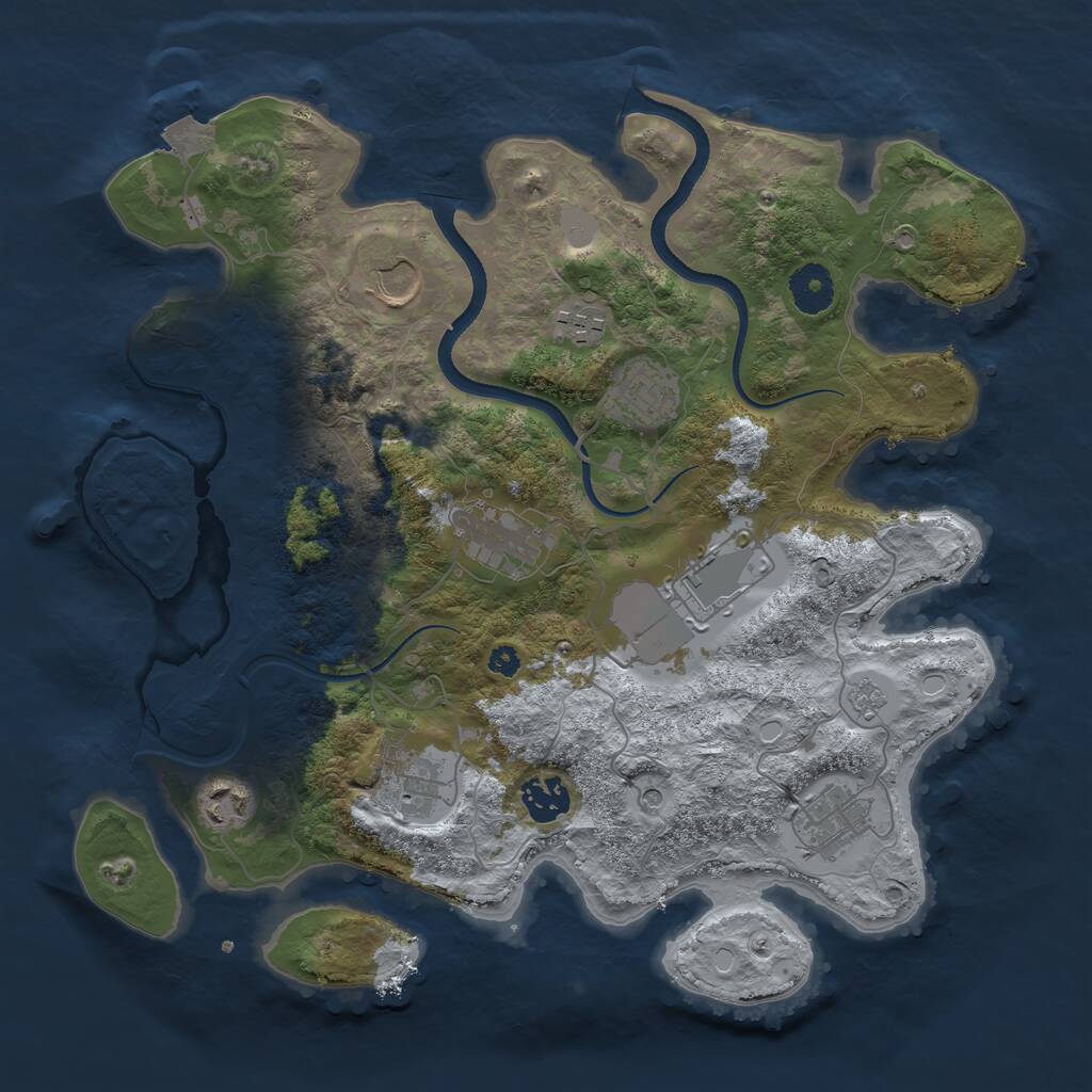 Rust Map: Procedural Map, Size: 3500, Seed: 314651521, 13 Monuments