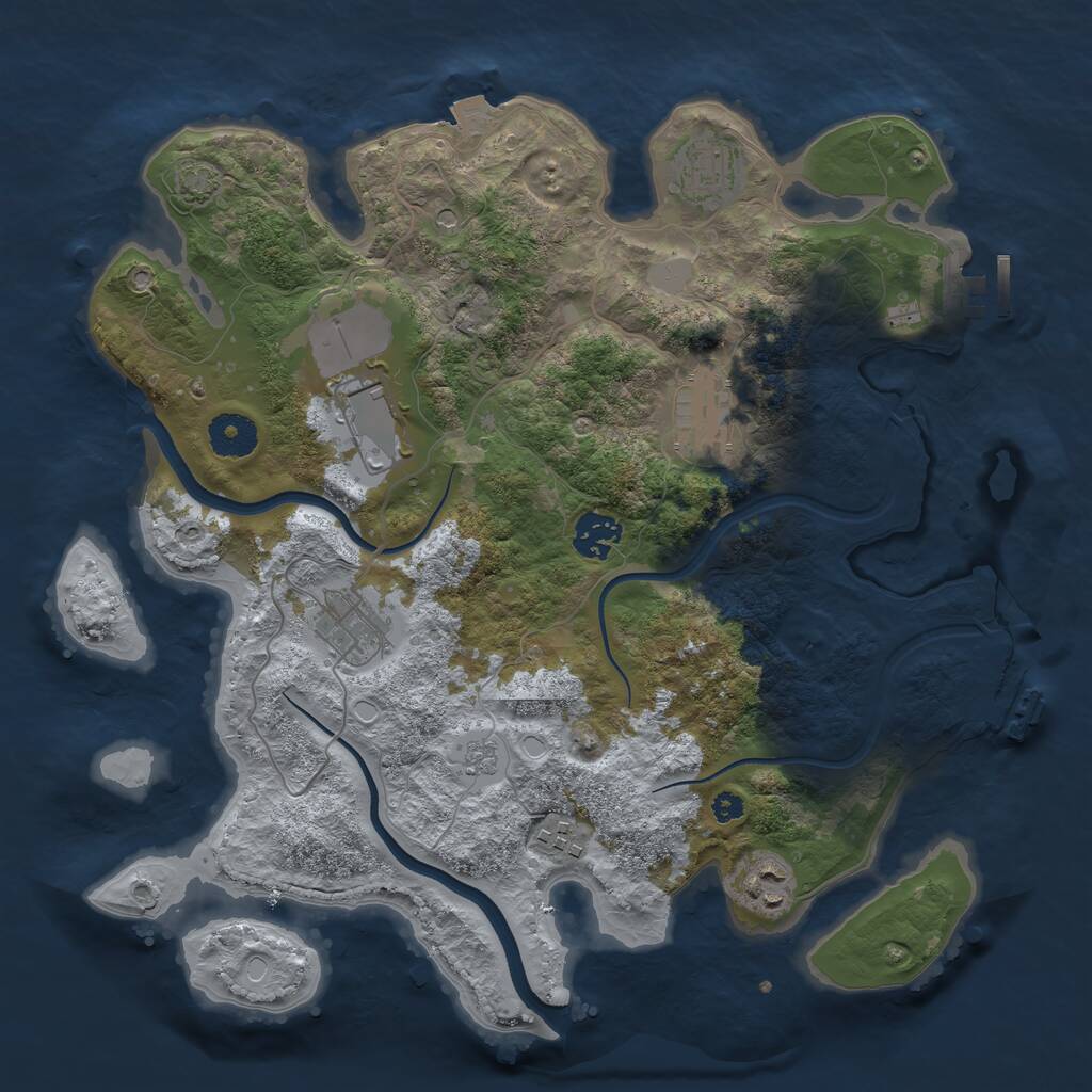 Rust Map: Procedural Map, Size: 3500, Seed: 1719158738, 13 Monuments