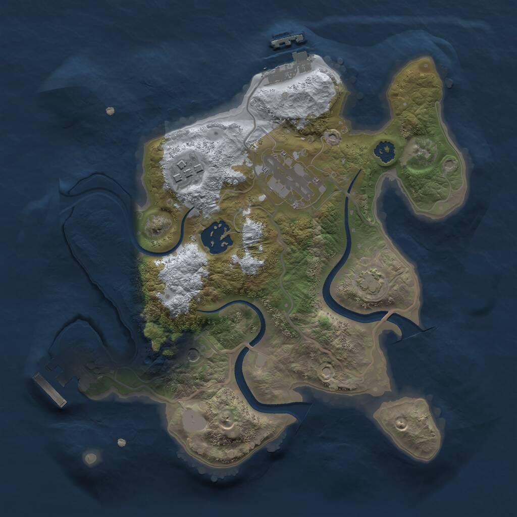 Rust Map: Procedural Map, Size: 2500, Seed: 59776585, 8 Monuments