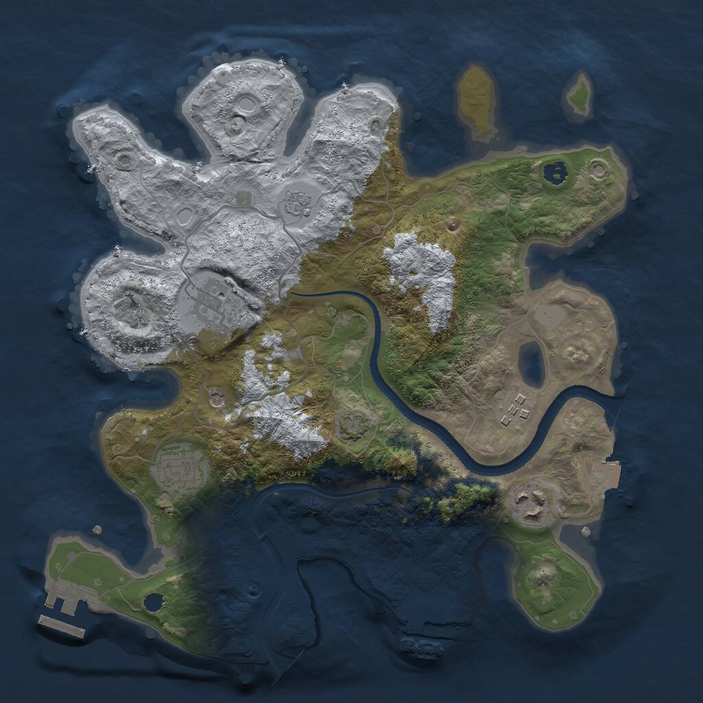 Rust Map: Procedural Map, Size: 3000, Seed: 845366356, 10 Monuments