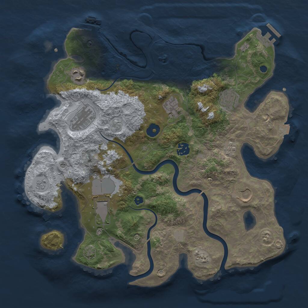 Rust Map: Procedural Map, Size: 3500, Seed: 545455841, 14 Monuments
