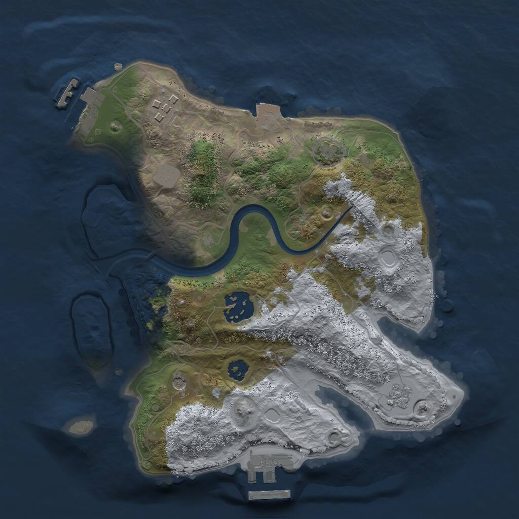 Rust Map: Procedural Map, Size: 2500, Seed: 589212810, 8 Monuments