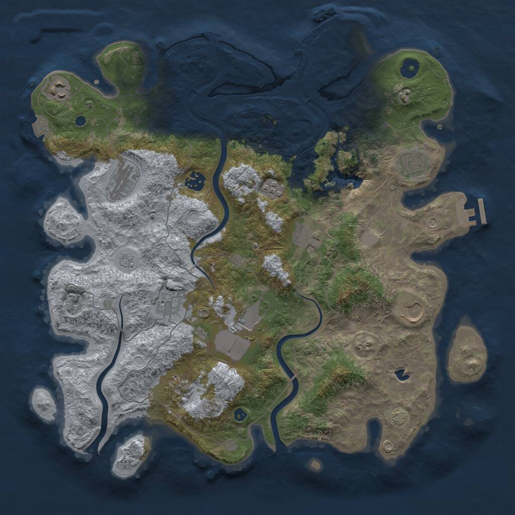 Rust Map: Procedural Map, Size: 4000, Seed: 224374507, 16 Monuments