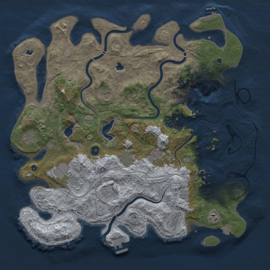 Rust Map: Procedural Map, Size: 4500, Seed: 779325587, 16 Monuments
