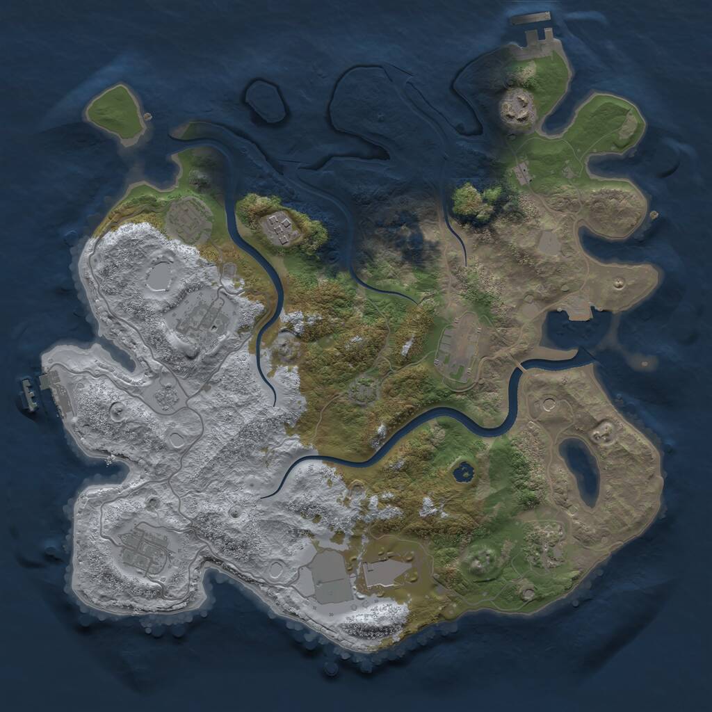 Rust Map: Procedural Map, Size: 3500, Seed: 1130820594, 14 Monuments