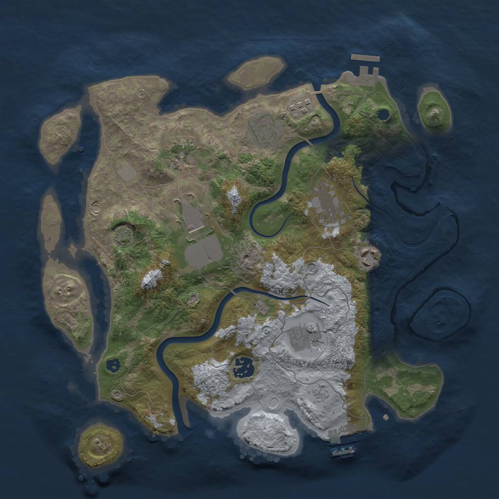 Rust Map: Procedural Map, Size: 3500, Seed: 825003529, 14 Monuments