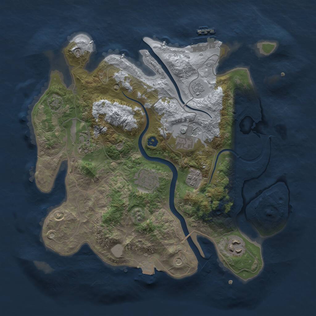 Rust Map: Procedural Map, Size: 3000, Seed: 990680796, 10 Monuments