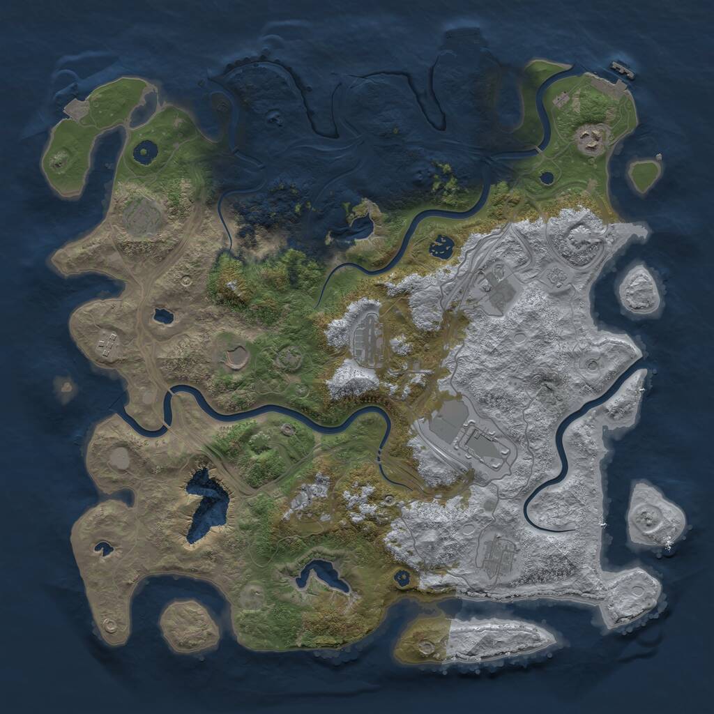 Rust Map: Procedural Map, Size: 4500, Seed: 662966818, 16 Monuments