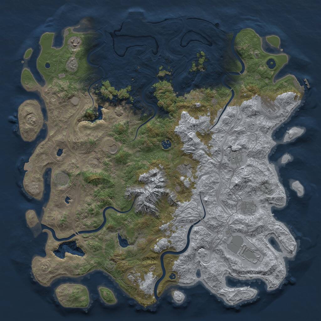 Rust Map: Procedural Map, Size: 5000, Seed: 1230, 17 Monuments