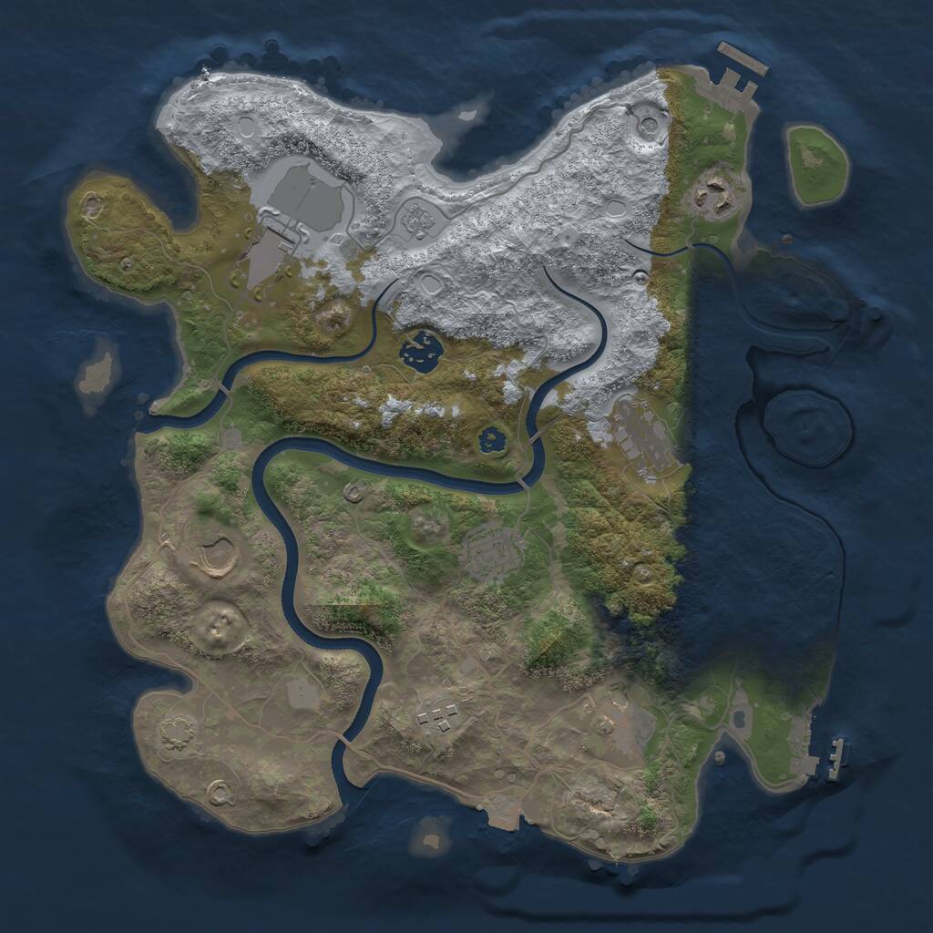 Rust Map: Procedural Map, Size: 3500, Seed: 1205409490, 14 Monuments