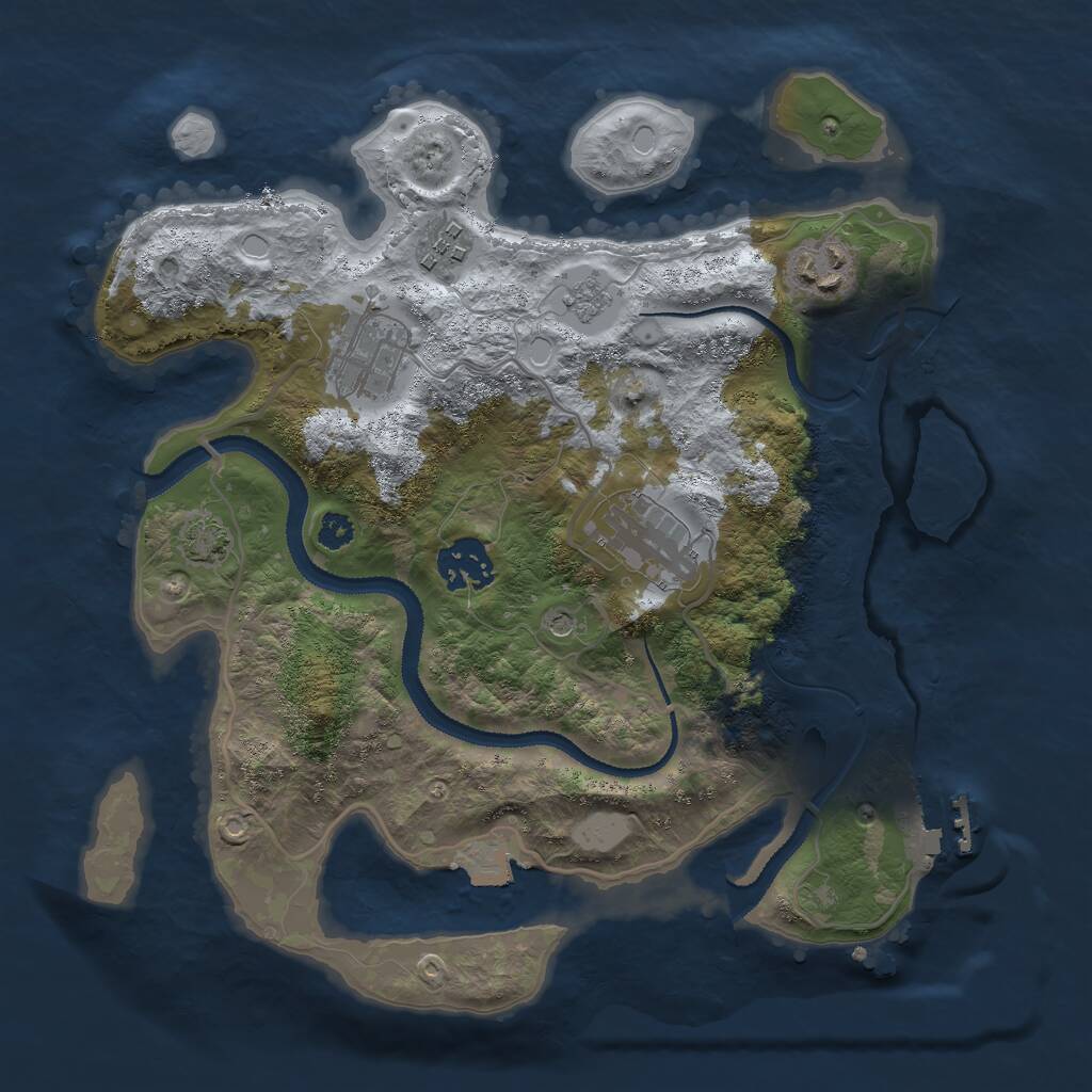 Rust Map: Procedural Map, Size: 3000, Seed: 14799, 10 Monuments
