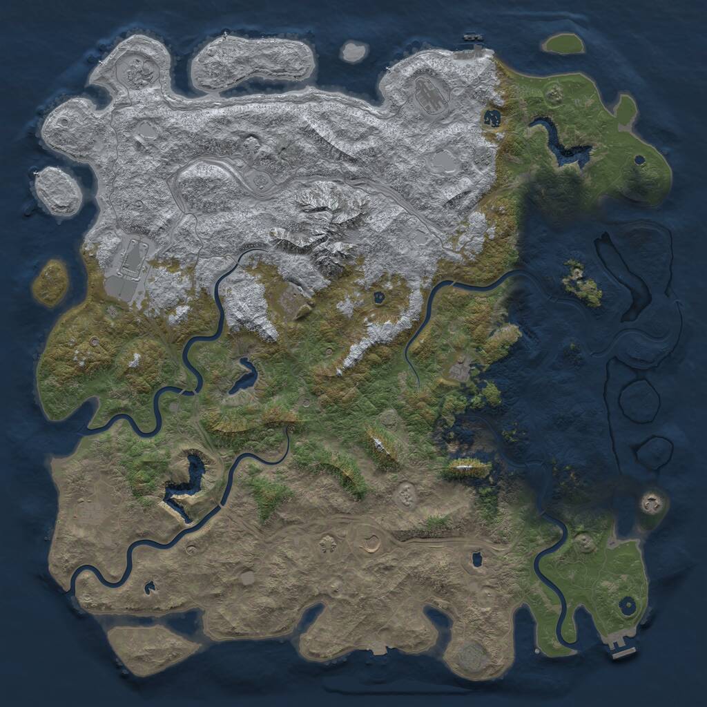 Rust Map: Procedural Map, Size: 6000, Seed: 123454321, 17 Monuments