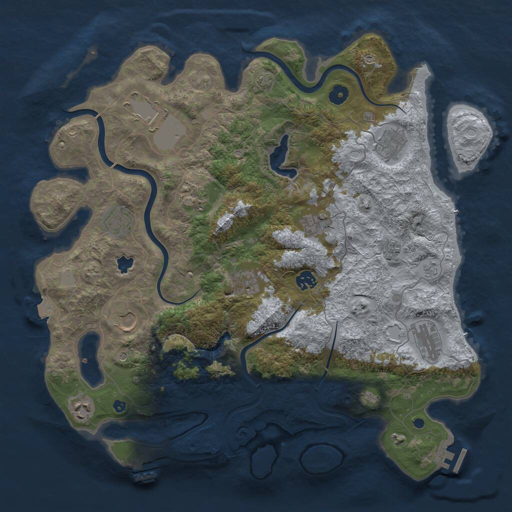 Rust Map: Procedural Map, Size: 4000, Seed: 1246149093, 17 Monuments