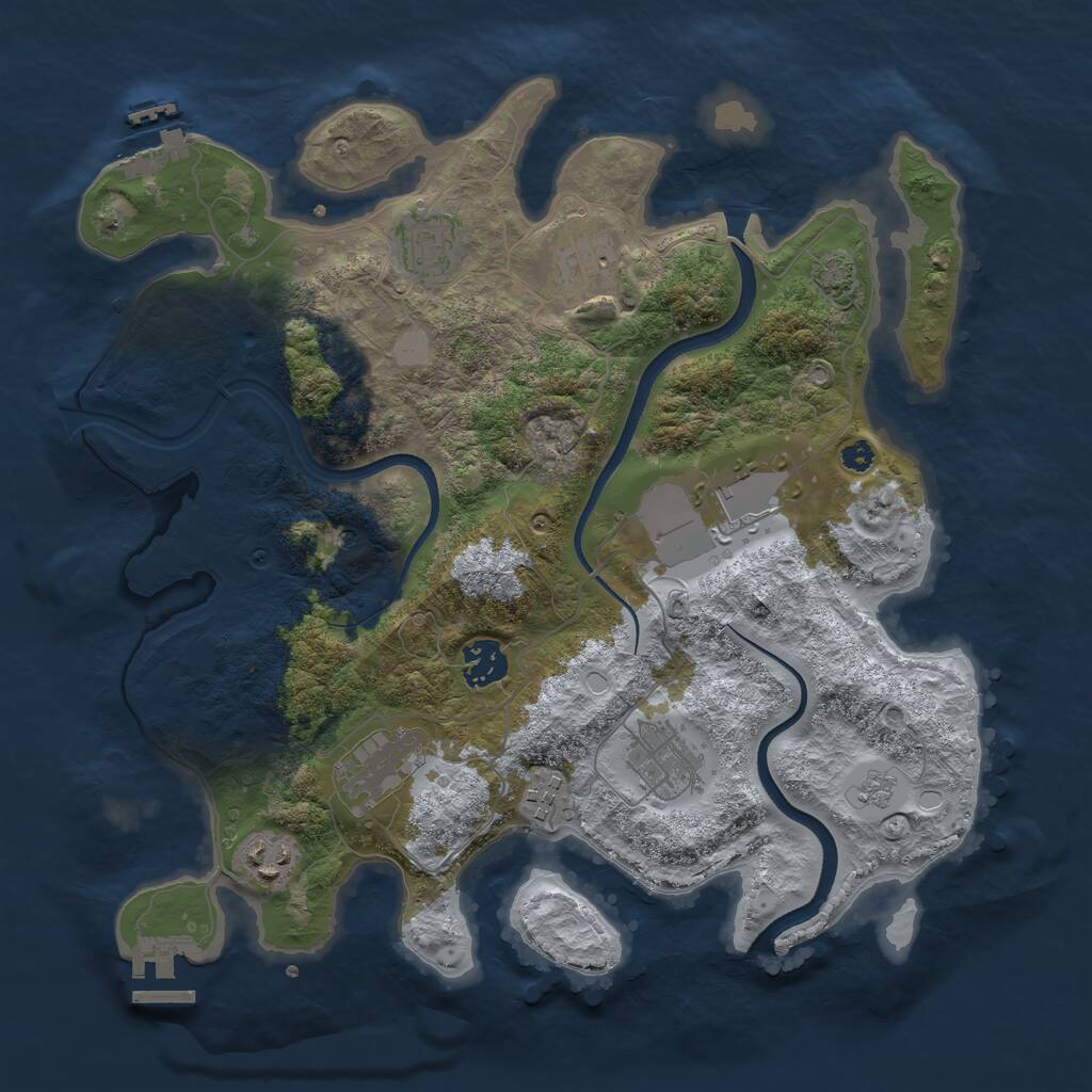 Rust Map: Procedural Map, Size: 3500, Seed: 434601137, 14 Monuments