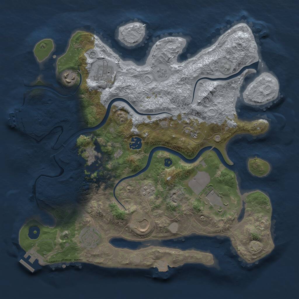 Rust Map: Procedural Map, Size: 3500, Seed: 967399821, 15 Monuments
