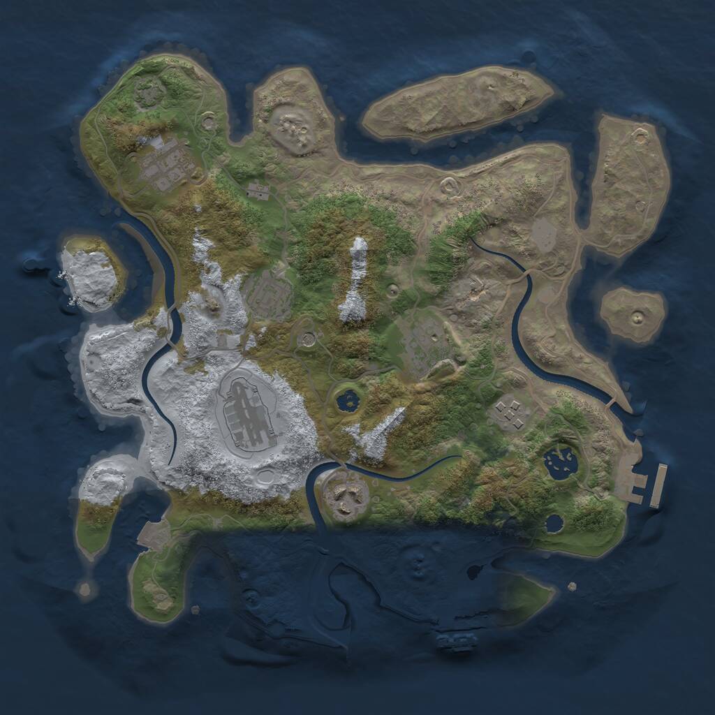 Rust Map: Procedural Map, Size: 3250, Seed: 1866443738, 12 Monuments