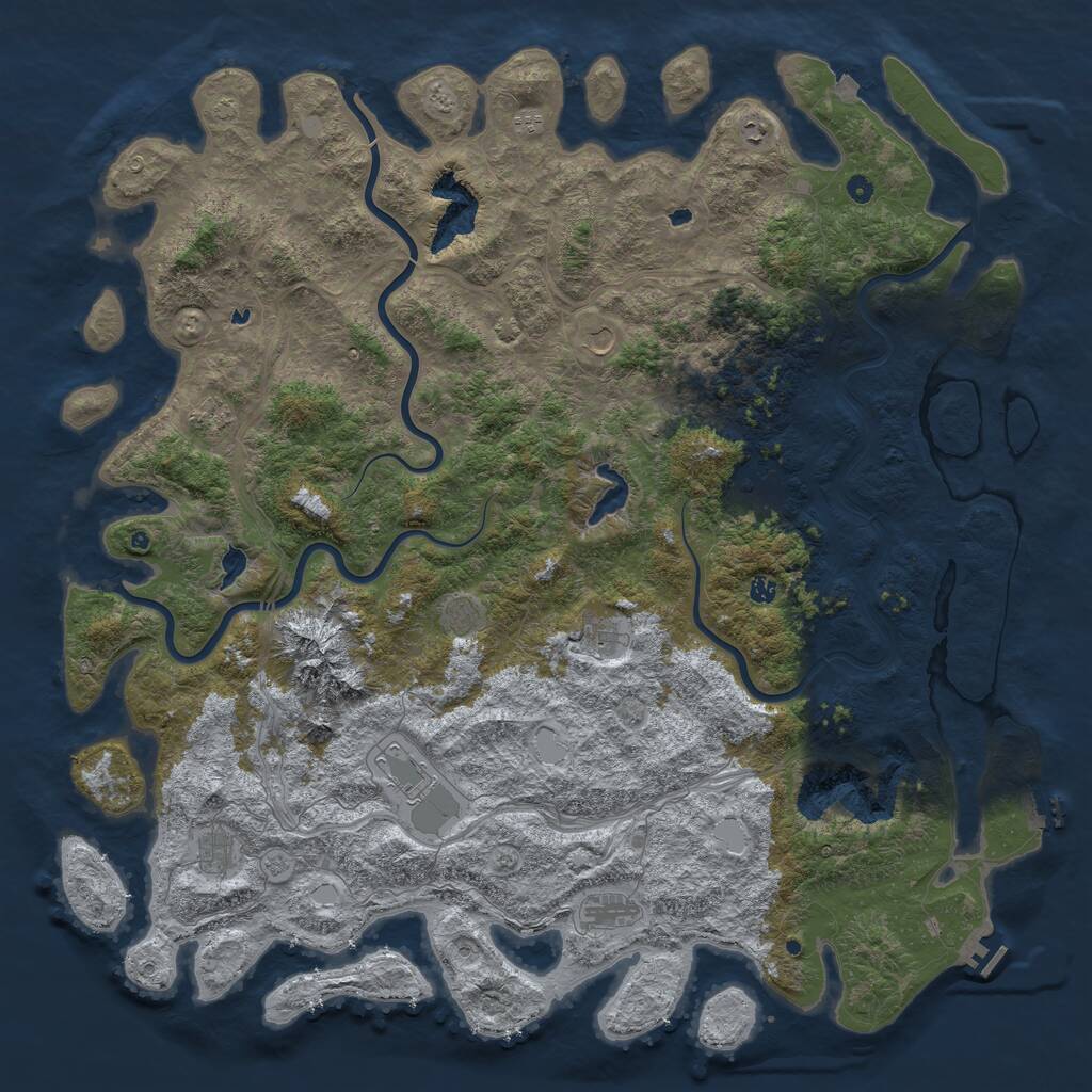 Rust Map: Procedural Map, Size: 6000, Seed: 1130461153, 17 Monuments